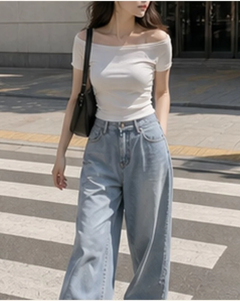 보트넥 슬림 티셔츠