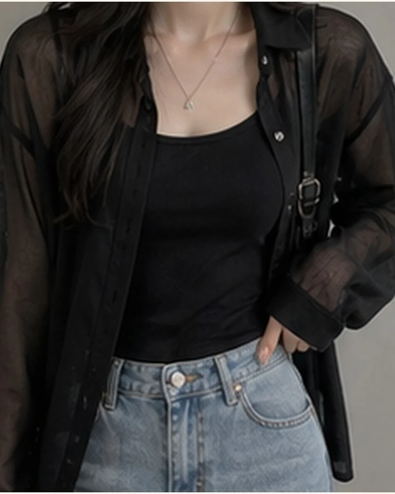 시스루 레이어드 셔츠