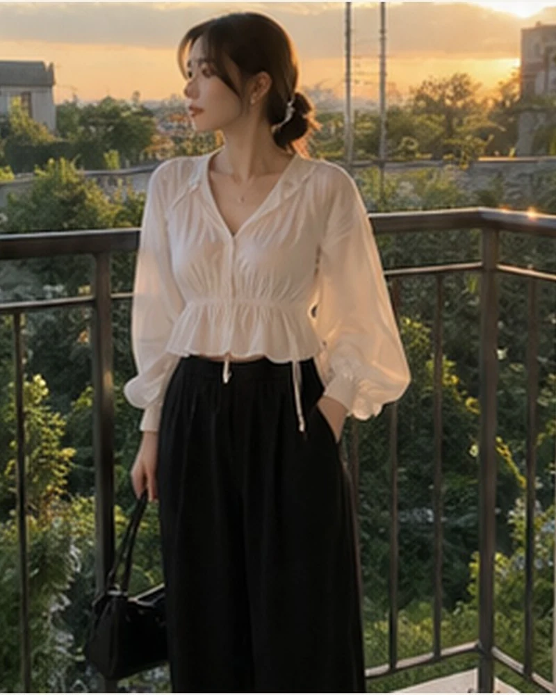 셔링 허리 블라우스