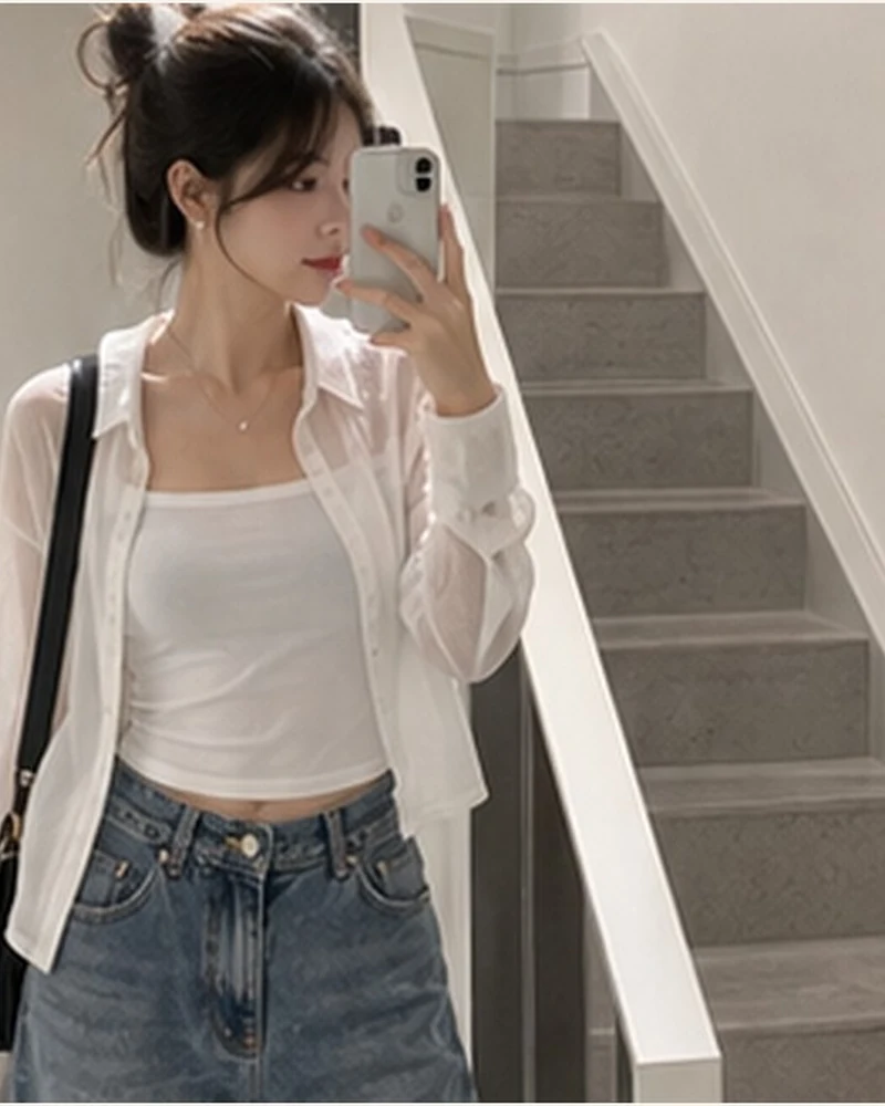 시스루 레이어드 블라우스